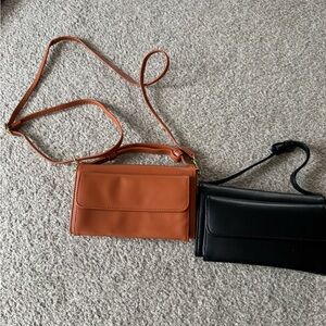 Elegant Tan and Black Women's Crossbody Bags